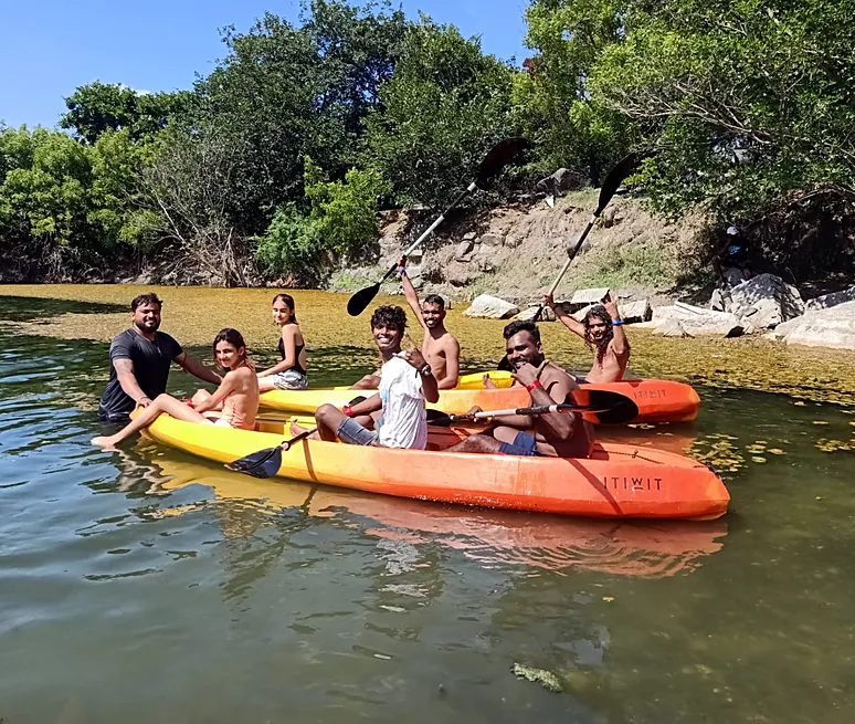 Guests kayaking along the mangroves near Pondicherry